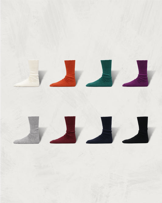 Cashmere Cotton Ribbed Socks