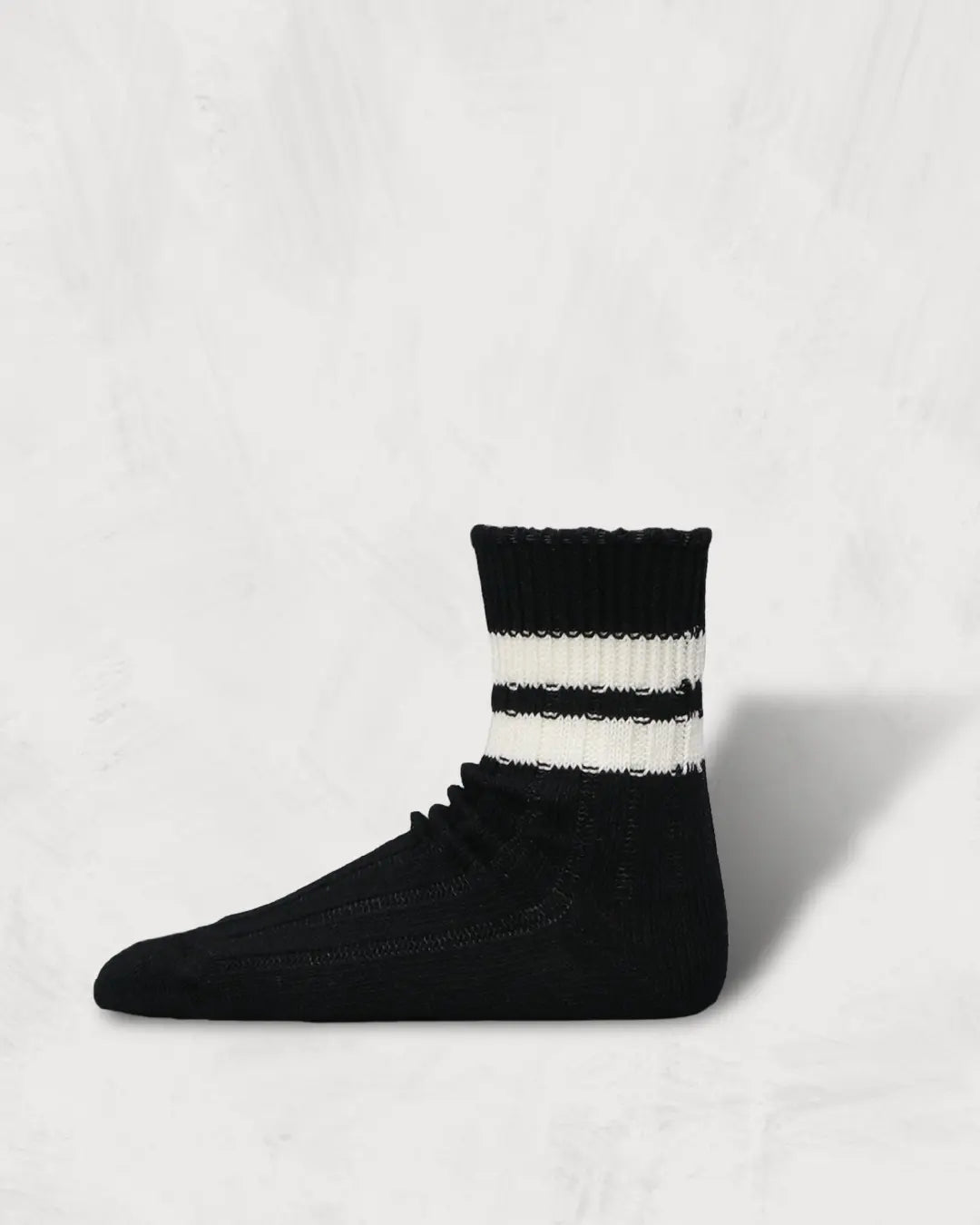 和紙オーガニックコットンリブソックスストライプス-Black-Washi Organic Cotton Ribbed Socks Stripes