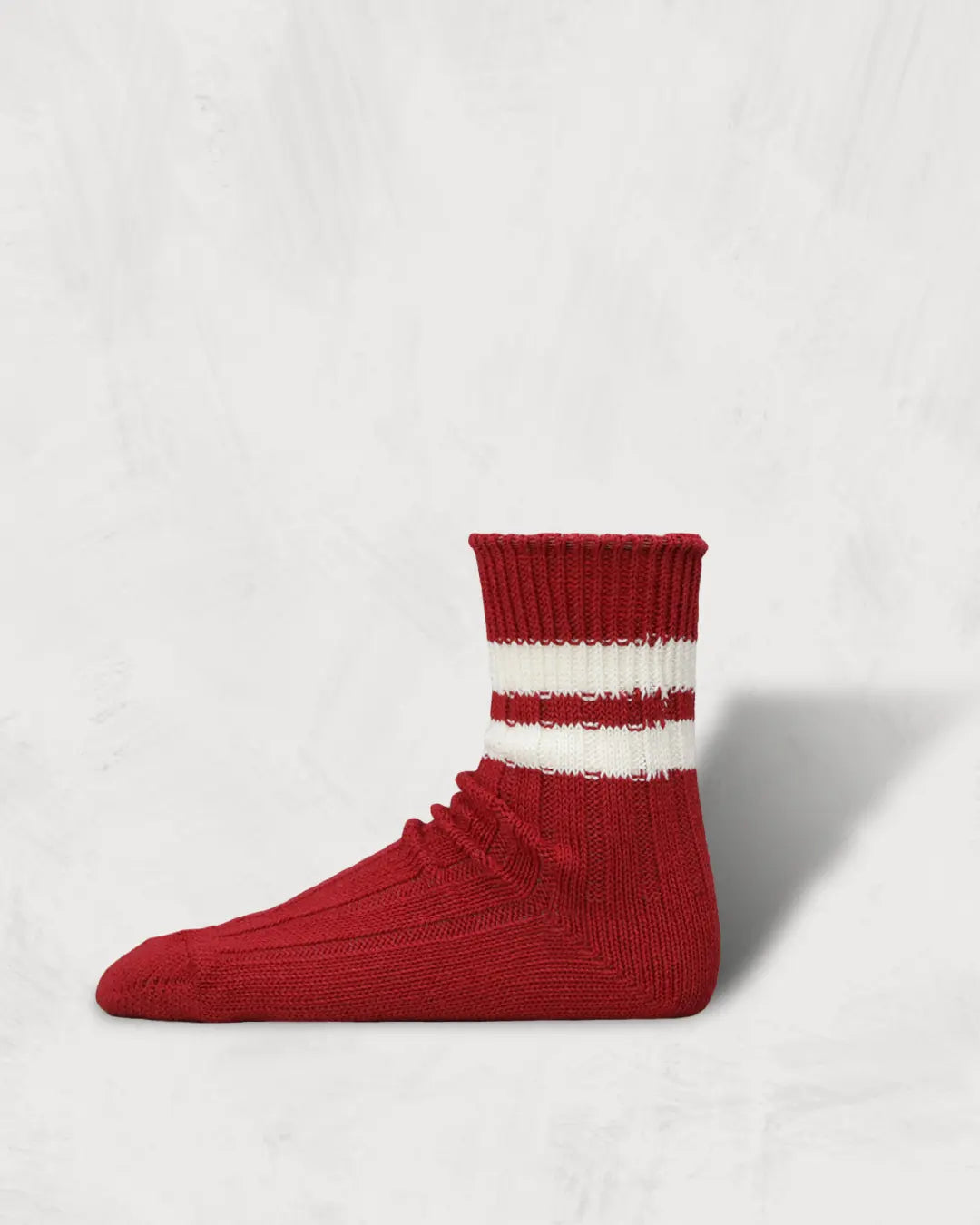 和紙オーガニックコットンリブソックスストライプス-Red-Washi Organic Cotton Ribbed Socks Stripes